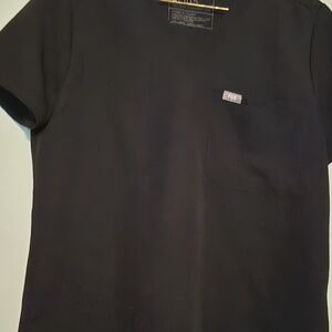 Figs Black V-Neck Scrub Top